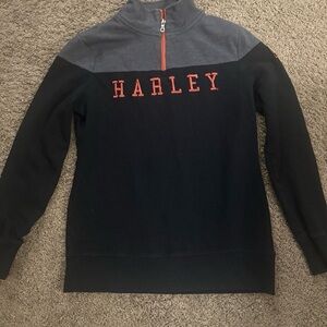 Harley Black 1/4 Zip Pullover Sweatshirt